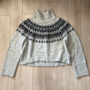 Abercrombie & Fitch Fair Isle Turtleneck Sweater in Grey Size M